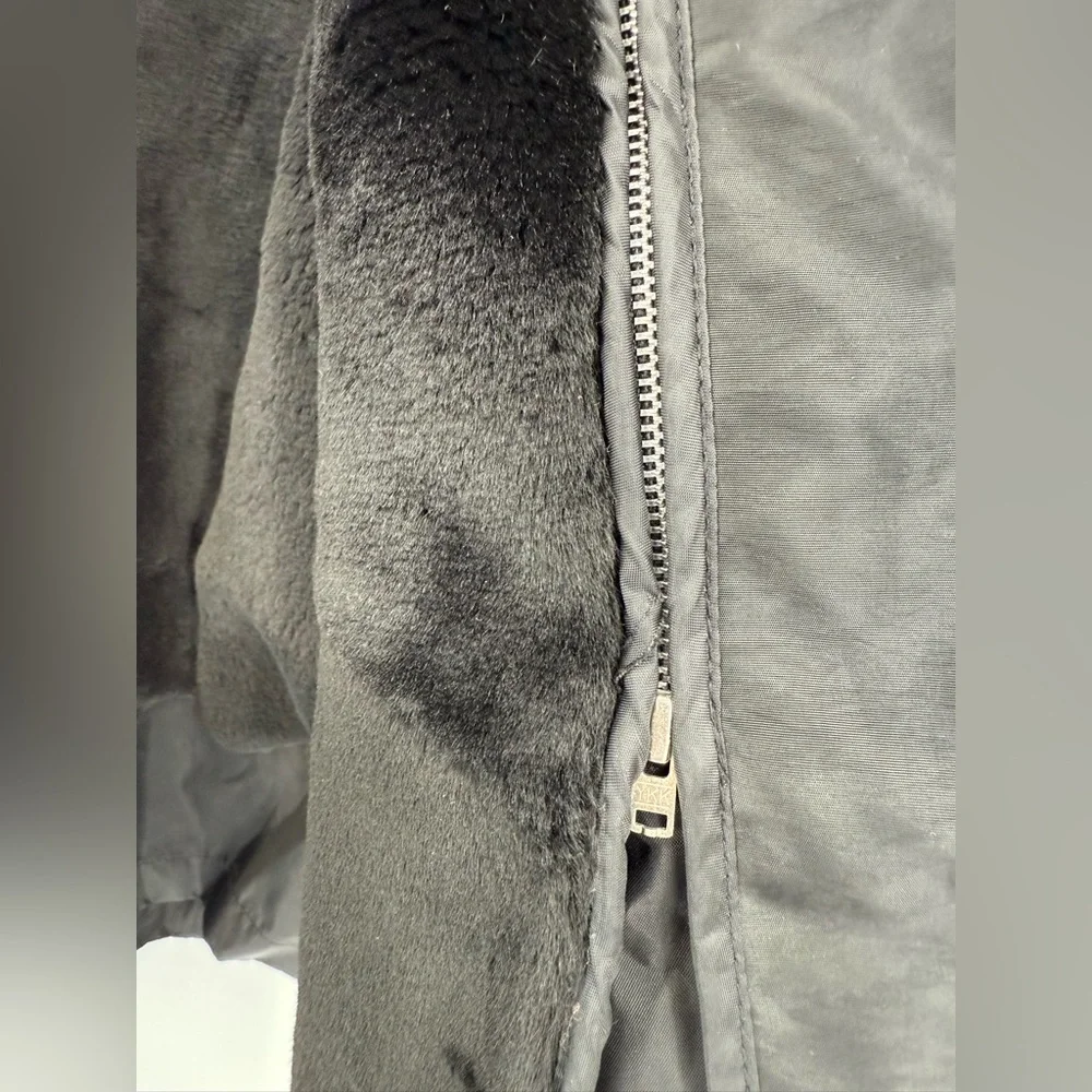 Gallery Faux Fur Black Women Jacket Size Small Removable Collar